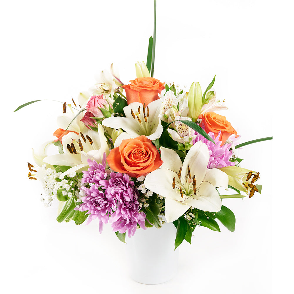 Glorious Spring Rose & Lily Vase Arrangement – Floral Gifts – Toronto delivery