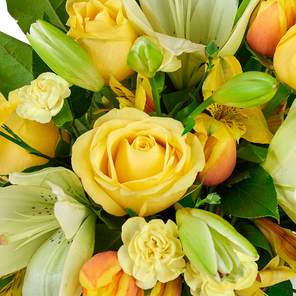 Toronto Same Day Flower Delivery - Toronto Flower Gifts - Gold & Cream mixed floral arrangement.