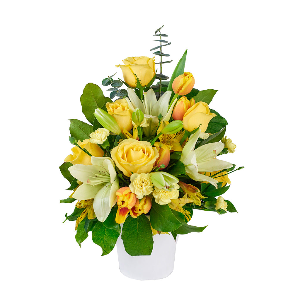 Toronto Same Day Flower Delivery - Toronto Flower Gifts - Gold &amp; Cream mixed floral arrangement.