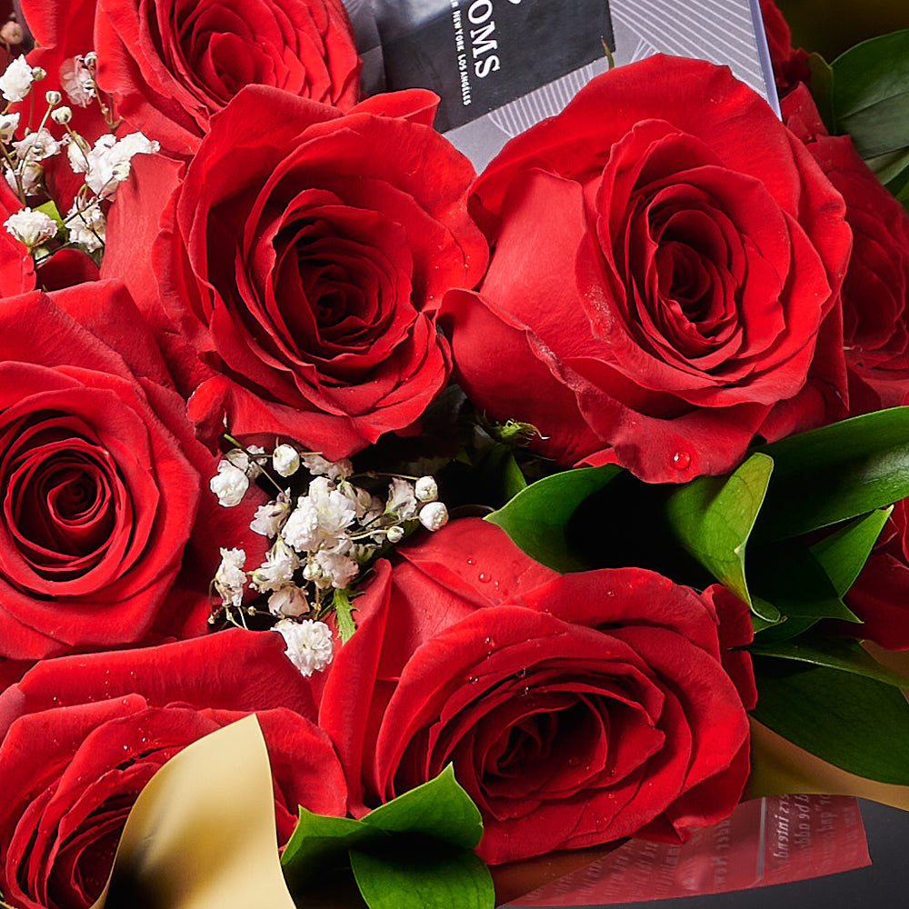 Rose Gifts  Valentines Day 12 Stem Red Rose Bouquet With Designer Box -  Blooms Toronto