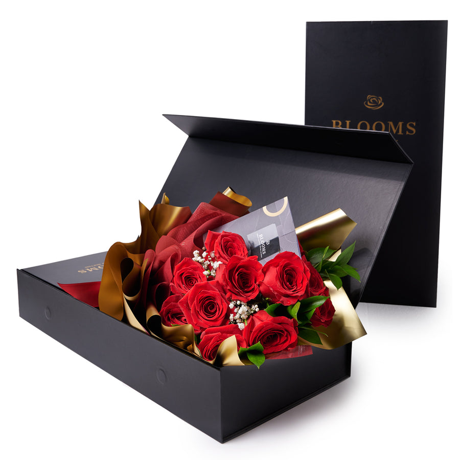 Valentine's Day 12 Stem Red Rose Bouquet With Designer Box, Toronto Same Day Flower Delivery, roses, Valentine's Day gifts
