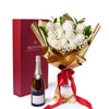 Valentine’s Day 12 Stem White Rose Bouquet With Box & Champagne, Valentine's Day gifts, Toronto Same Day Flower Delivery, roses, champagne gifts