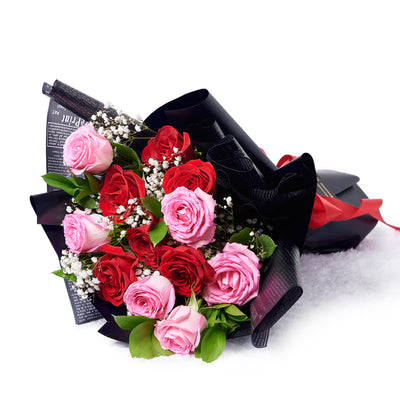 Valentine's Day 12 Stem Red & Pink Rose Bouquet, Toronto Same Day Flower Delivery, Valentine's Day gifts, roses