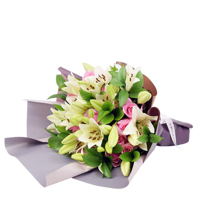 Kiss of Pink Rose & Lilies Bouquet - Flower Bouquet Gift - Same Day Toronto Delivery