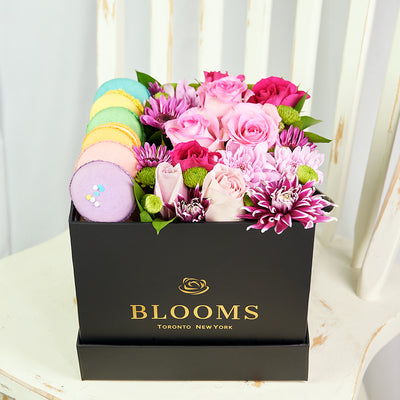Complete Macaron & Flower Gift Box – Floral Gifts – Toronto delivery
