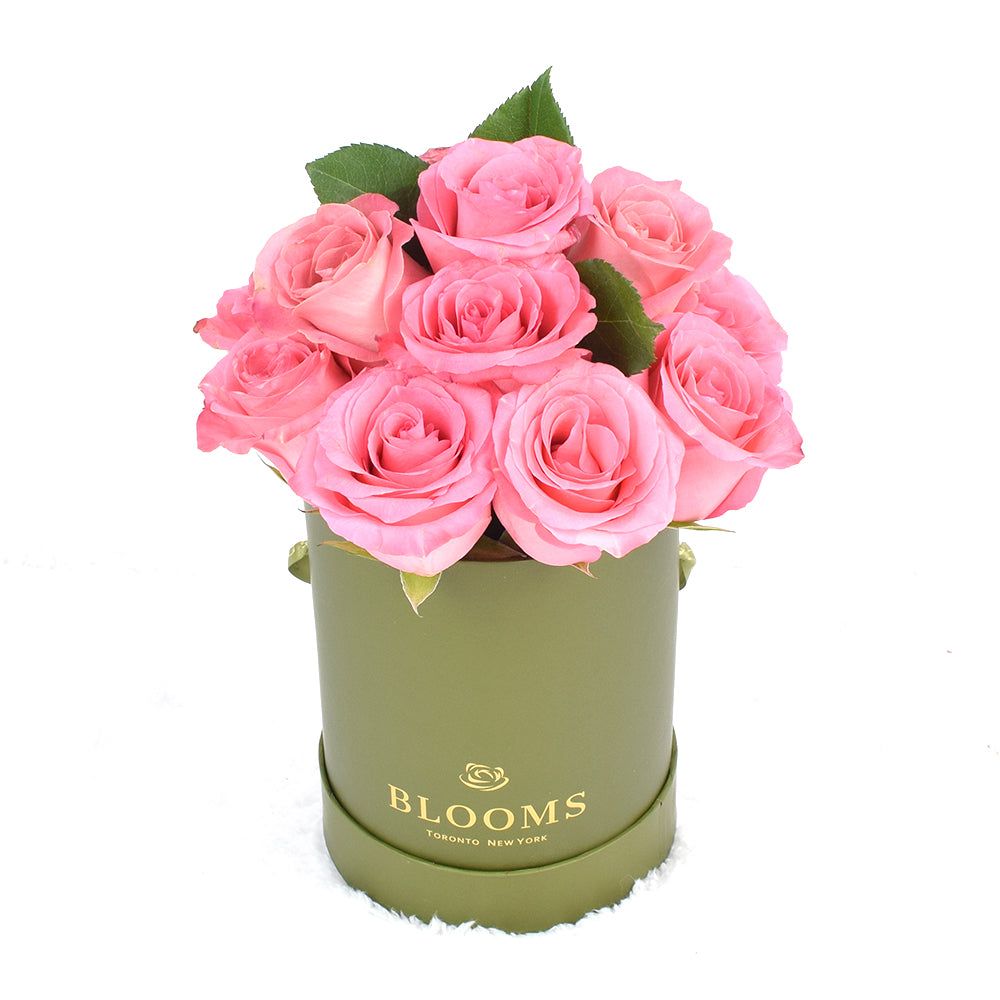 Pink Glow Box Rose Set, Pink Roses Gift, Rose Gift Hat Box, Rose Hat Box, Rose Arrangement, Toronto Same Day Delivery