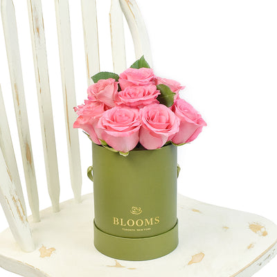 Pink Glow Box Rose Set, Pink Roses Gift, Rose Gift Hat Box, Rose Hat Box, Pink Roses, Toronto Same Day Delivery