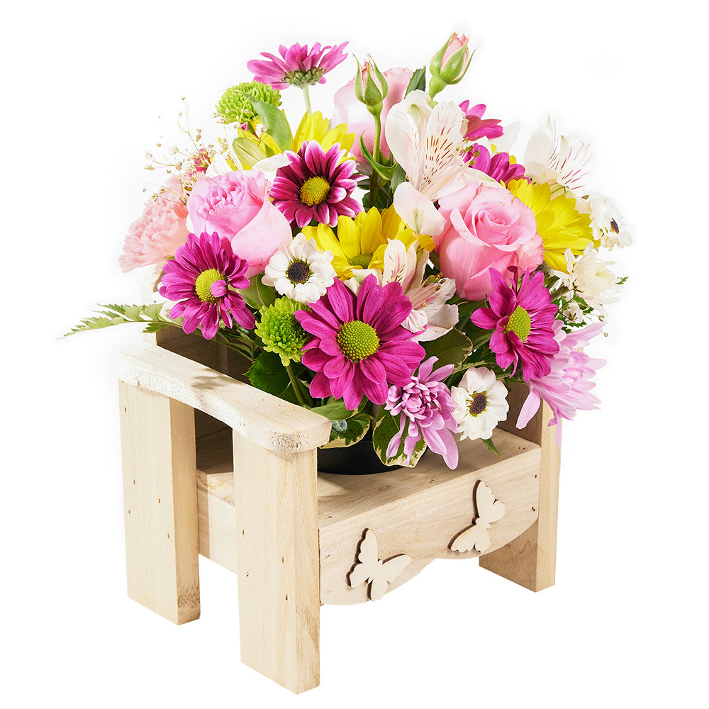 Slice of Nature Garden Chair  - Mixed Flower and Chair Gift Set - Same Day Toronto Delivery