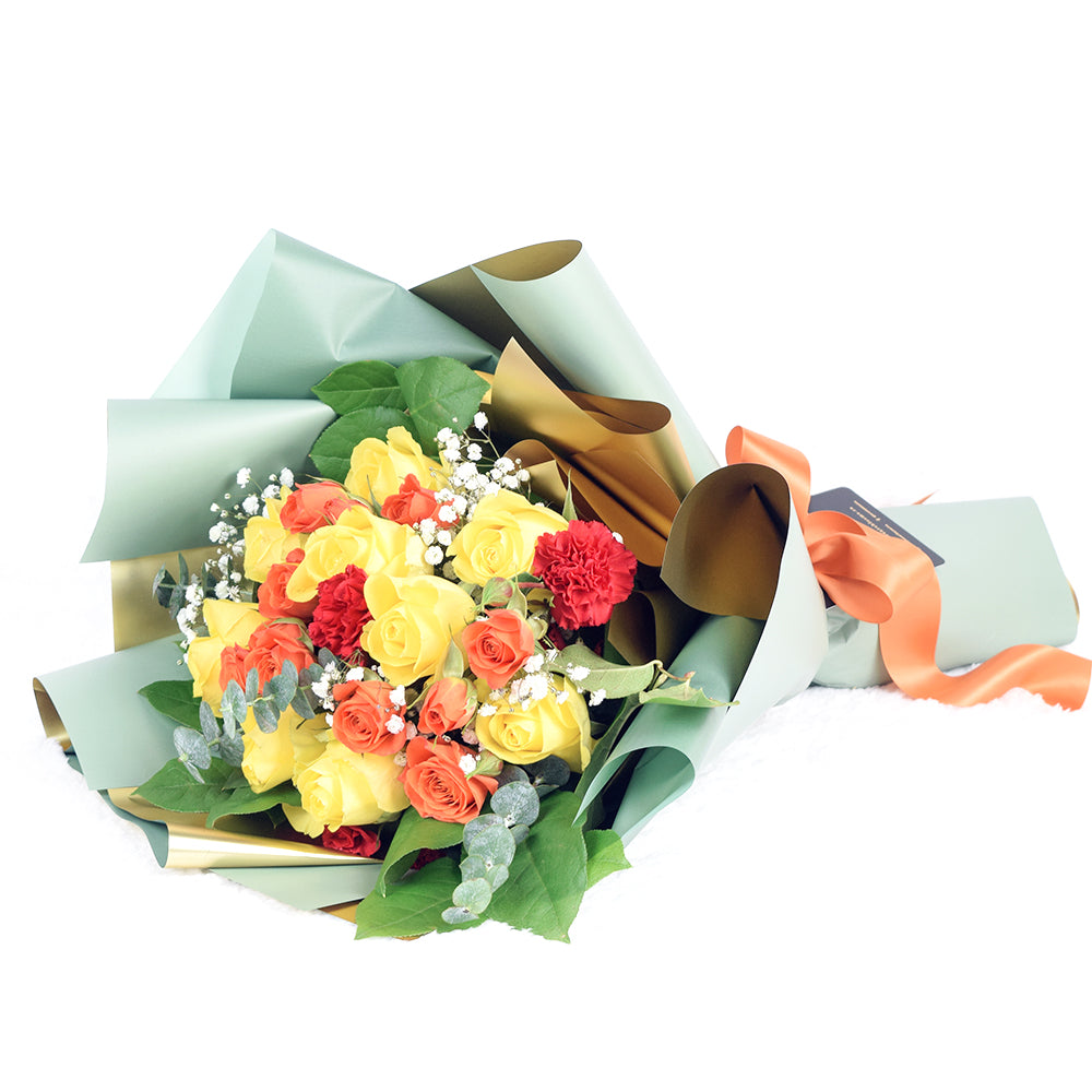 Mixed Yellow and Orange Rose Bouquet - Toronto Delivery