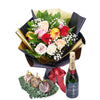 Sweet Surprises Forever Flowers & Champagne Gift - Wine and Bouquet Gift - Same Day Toronto Delivery