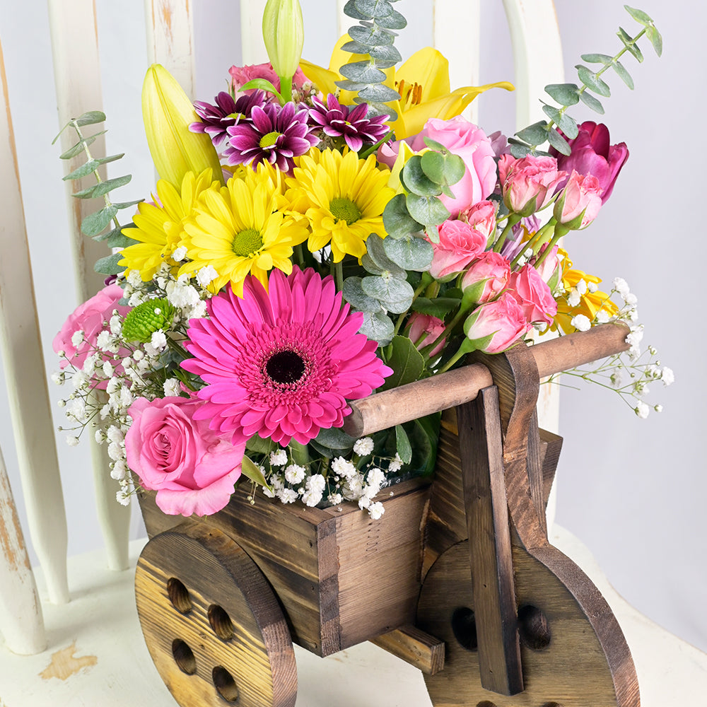 The Best Mother's Day Floral Gift - Wooden Planter Mix Floral Gift Basket - Toronto Delivery