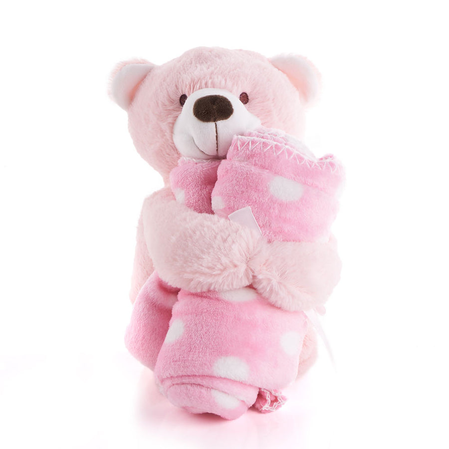 Pink Hugging Blanket Bear, Baby Toys, Plushy Toys, Baby Gifts, Baby Plushies, Toronto Delivery